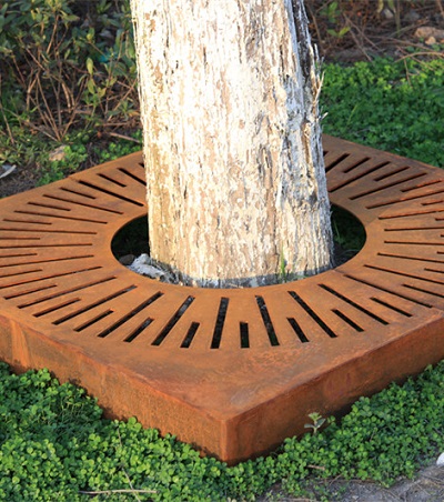 FO-9T05 Corten Steel Squared Tree Perforated Strainer