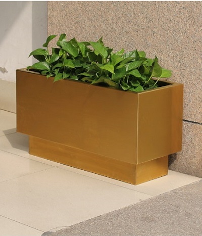 FO-9040-1 Stainless Steel Rectangular Planter Farming Gardening Plant Pot 