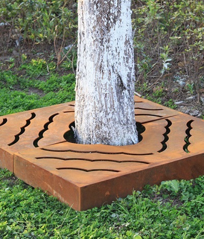 FO-9T06 Corten Steel Squared Tree Grating