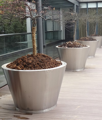 FO-9042 big outdoor stainless steel pots flower planters garden