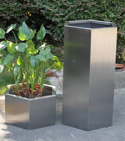 FO-9035 Hexagonal shape Stainless Steel plant pot